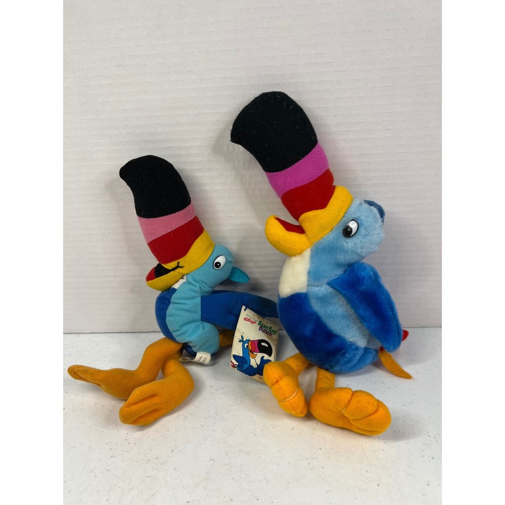 Vintage 1990s Kellogg's Froot Loops Toucan Sam Plush Bean Bag Toy Set of 2